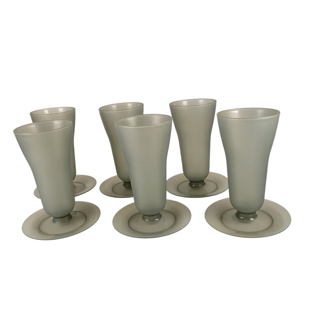 Vintage Tupperware Frosted Parfait Dessert Cups Set of 6 Smoky Gray 6.5" Tall